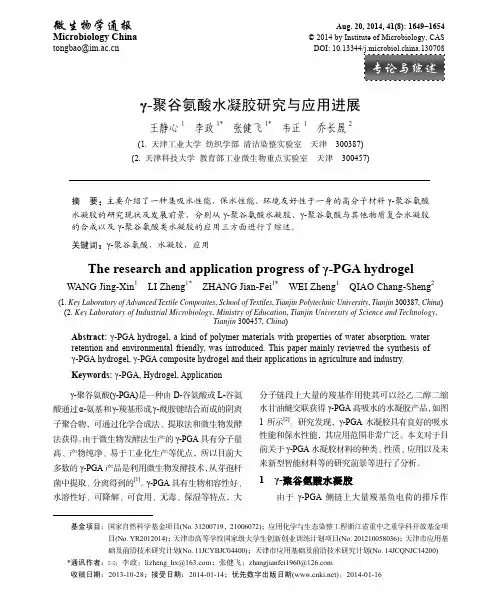 γ-聚谷氨酸水凝胶研究与应用进展
