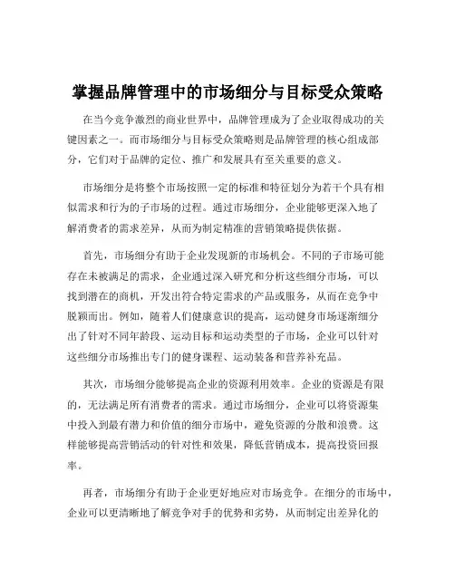 掌握品牌管理中的市场细分与目标受众策略