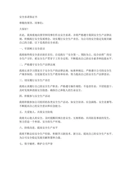 安全承诺保证书
