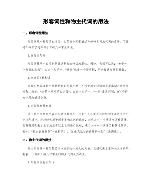 形容词性和物主代词的用法