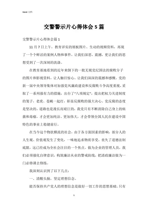 交警警示片心得体会5篇