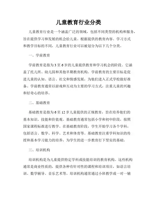 儿童教育行业分类