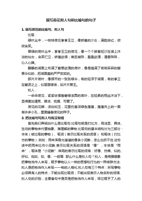 描写荷花拟人句和比喻句的句子