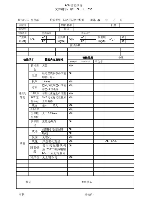 PCB检验报告