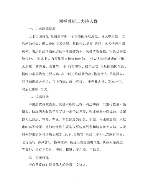 列举盛唐三大诗人群