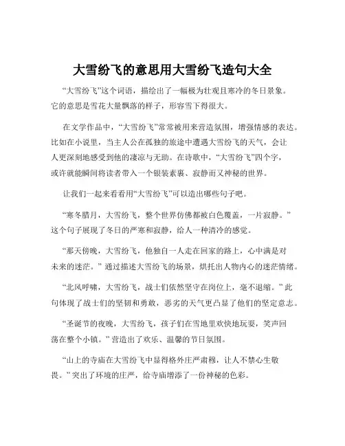 大雪纷飞的意思用大雪纷飞造句大全