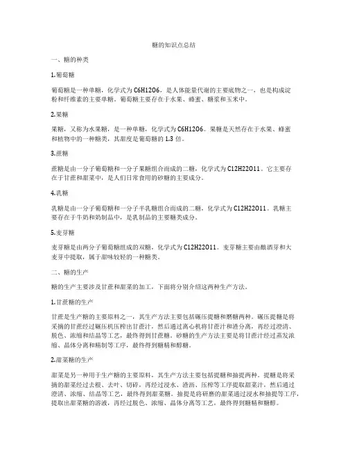 糖的知识点总结