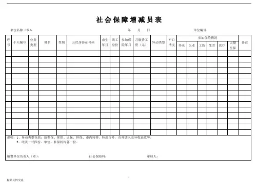 社会保险增减员表