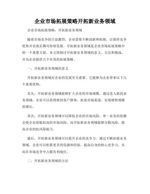 企业市场拓展策略开拓新业务领域