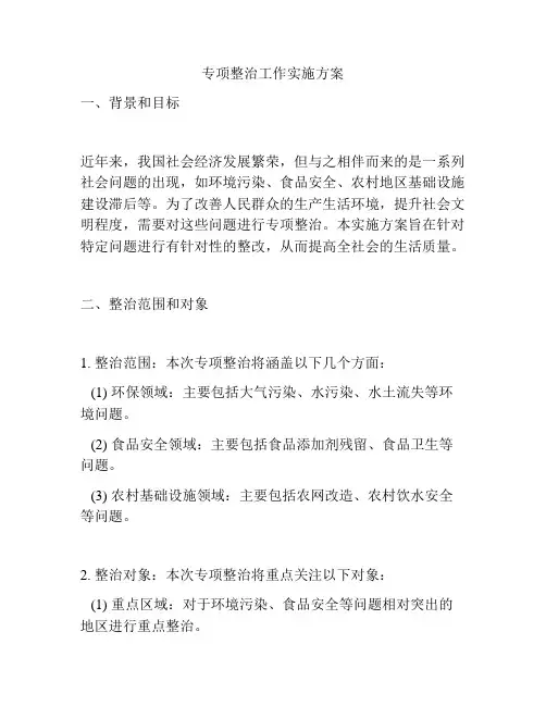 专项整治工作实施方案