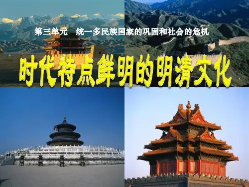 部编版七年级历史下册 《时代特点鲜明的明清文化一》统一多民族国家的巩固和社会的危机PPT课件