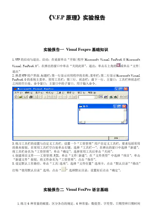 《V.F.P原理》实验报告