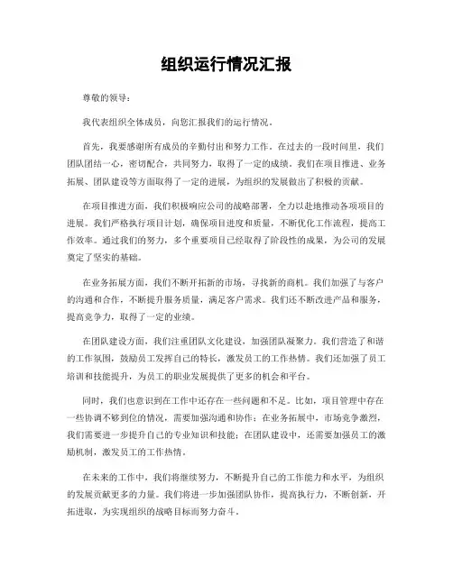 组织运行情况汇报