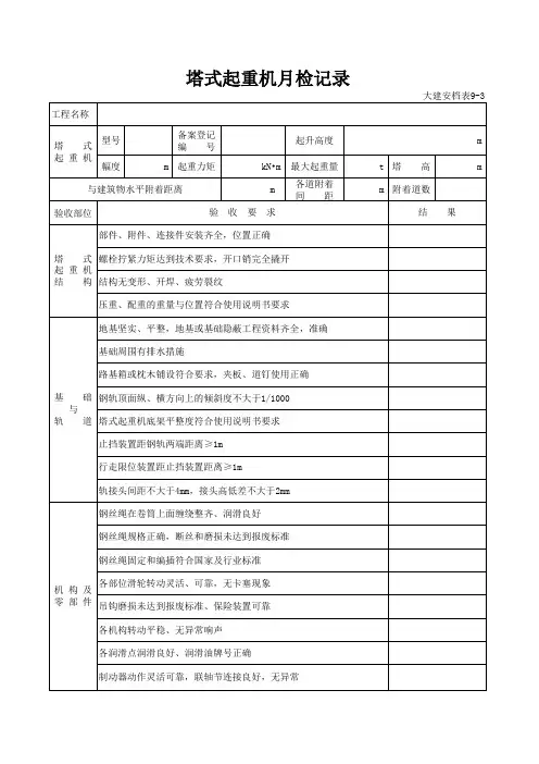 塔吊月检报告