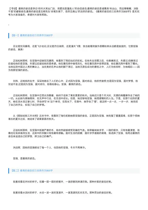 最美的姿态初三优秀作文800字