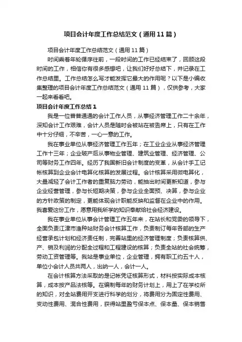 项目会计年度工作总结范文（通用11篇）