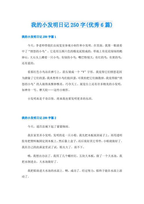 我的小发明日记250字(优秀6篇)