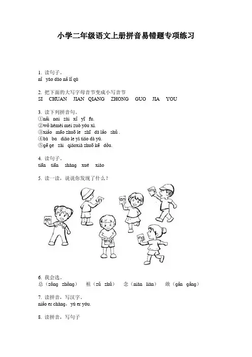 小学二年级语文上册拼音易错题专项练习