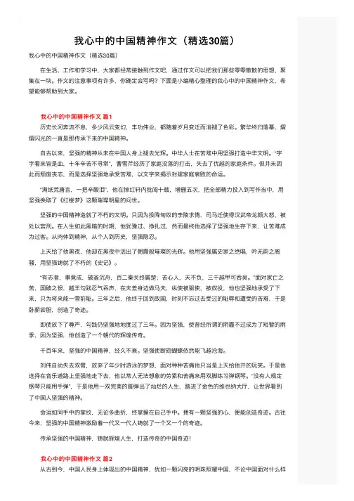 我心中的中国精神作文（精选30篇）