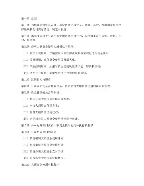 公司大额资金使用管理制度