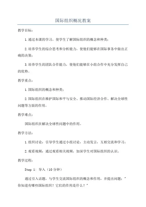 国际组织概况教案