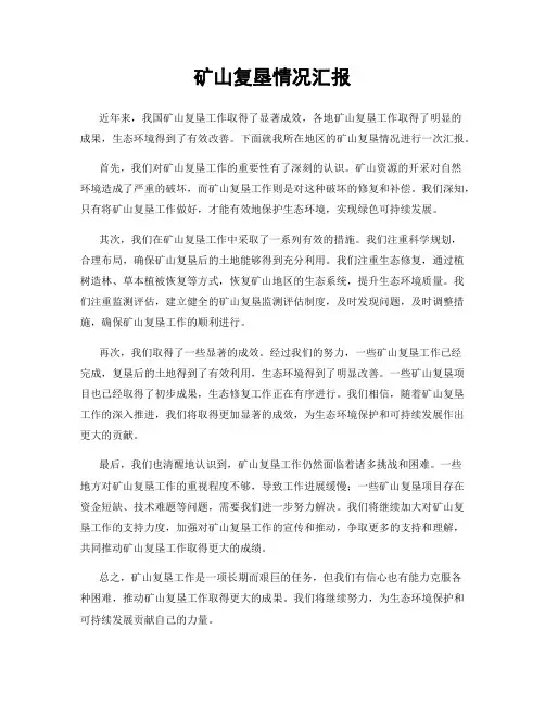 矿山复垦情况汇报