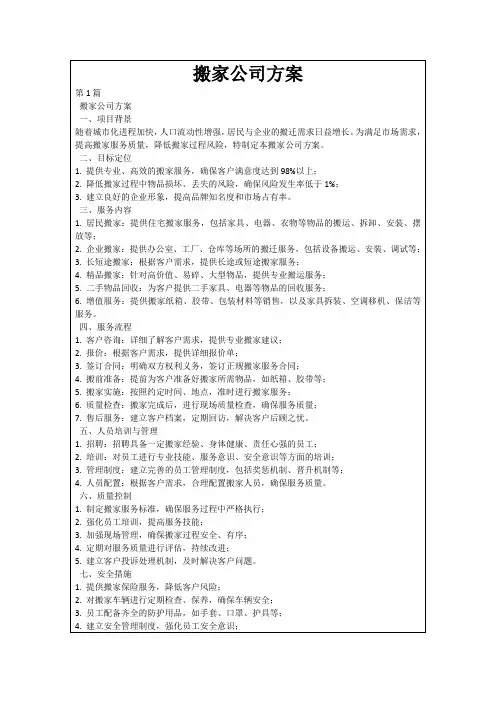 搬家公司方案
