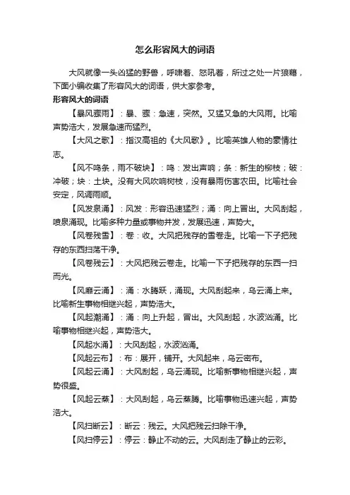 怎么形容风大的词语