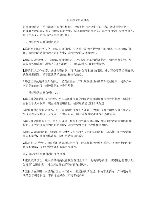 组织经费自查自纠