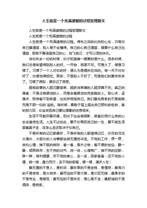 人生就是一个充满遗憾的过程哲理散文