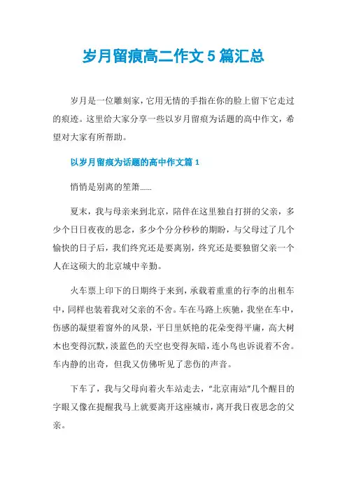 岁月留痕高二作文5篇汇总