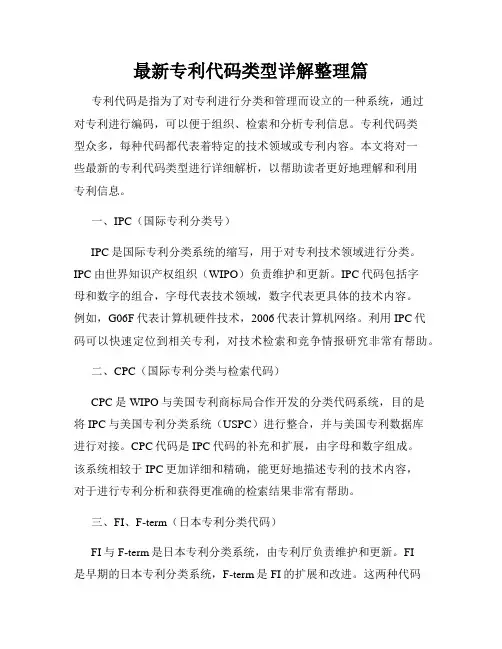 最新专利代码类型详解整理篇