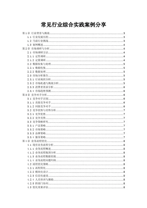 常见行业综合实践案例分享