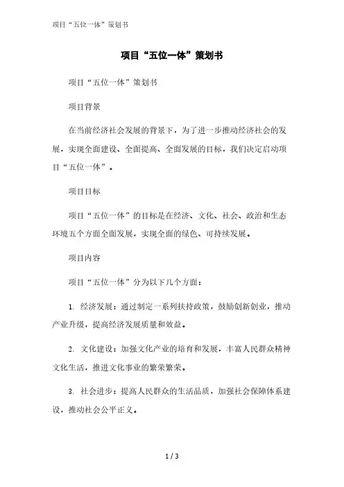 项目“五位一体”策划书精简版范文