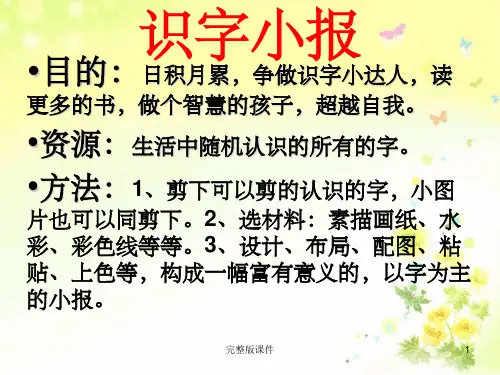 一年级(六)班  识字小报样本ppt课件