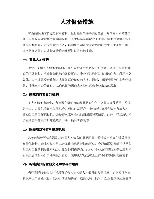 人才储备措施