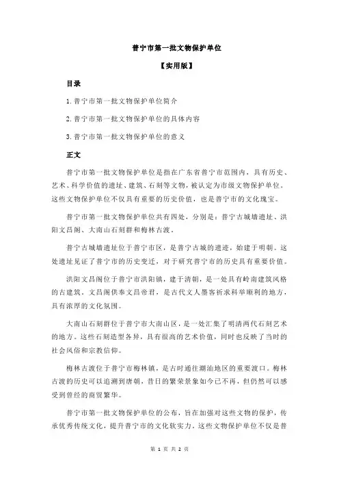 普宁市第一批文物保护单位