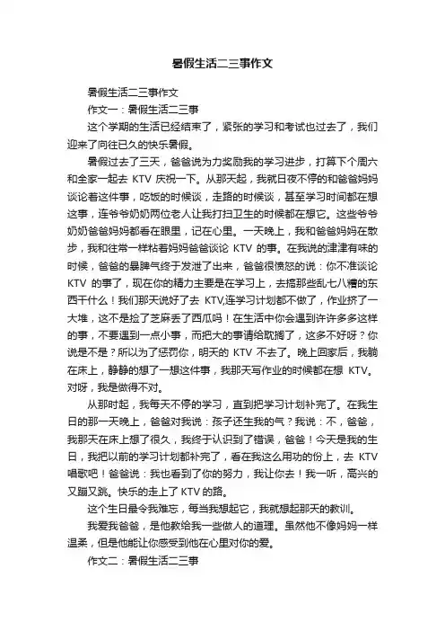 暑假生活二三事作文