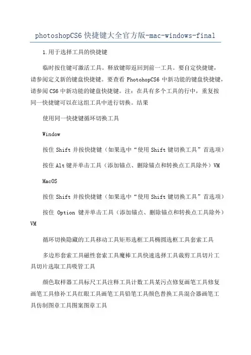 photoshopCS6快捷键大全官方版-mac-windows-final