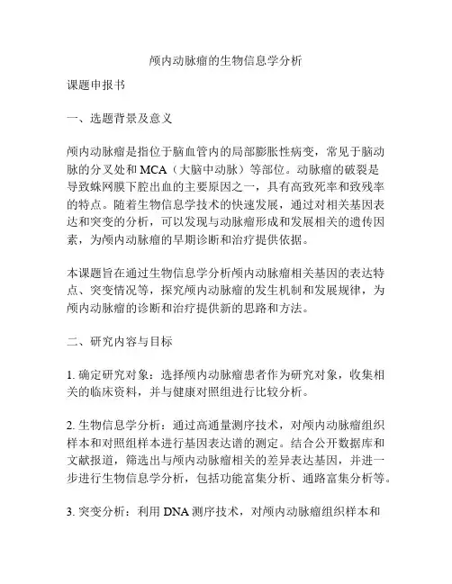 【课题申报】颅内动脉瘤的生物信息学分析