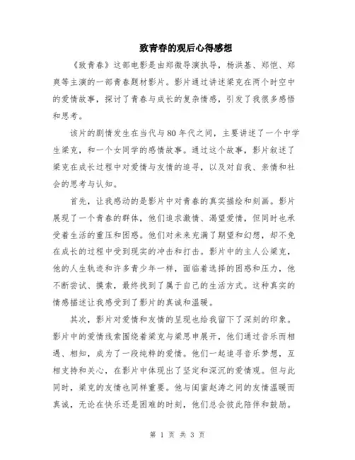 致青春的观后心得感想