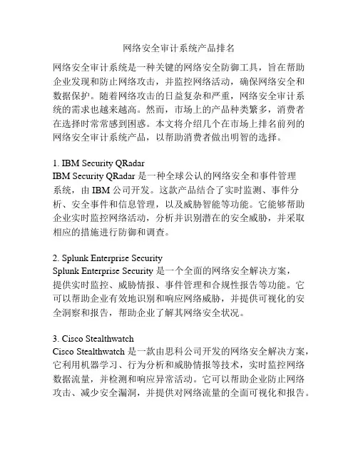 网络安全审计系统产品排名