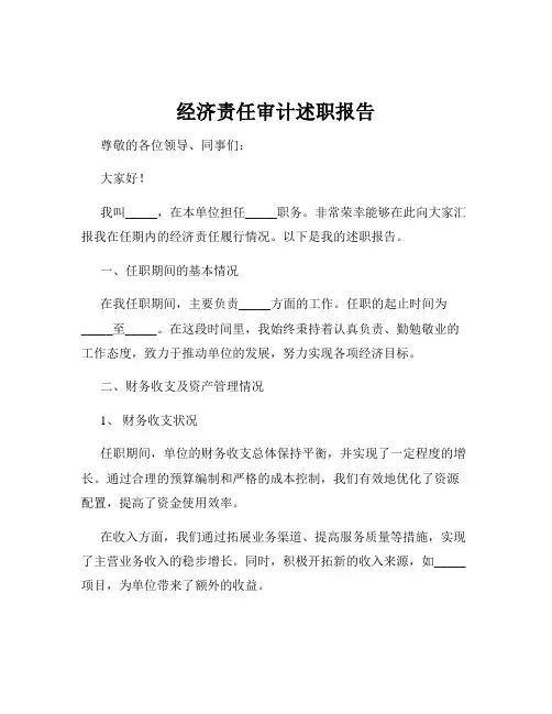 经济责任审计述职报告