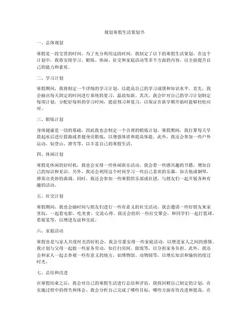 规划寒假生活策划书