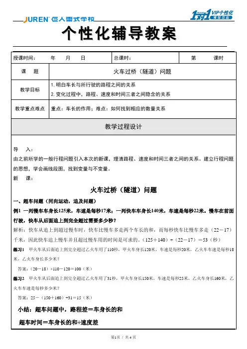 火车过桥(隧道)问题