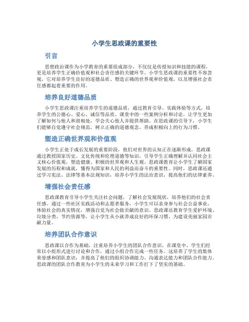 小学生思政课的重要性