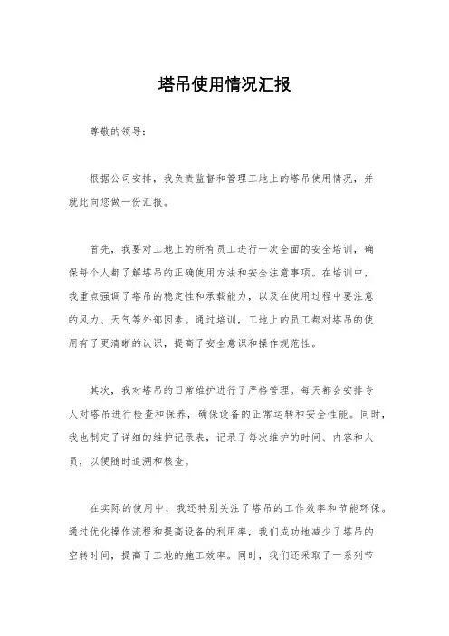 塔吊使用情况汇报