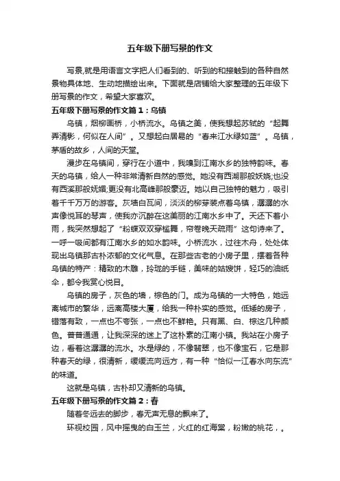 五年级下册写景的作文