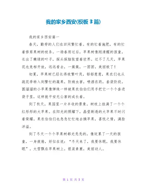 我的家乡西安(模板3篇)