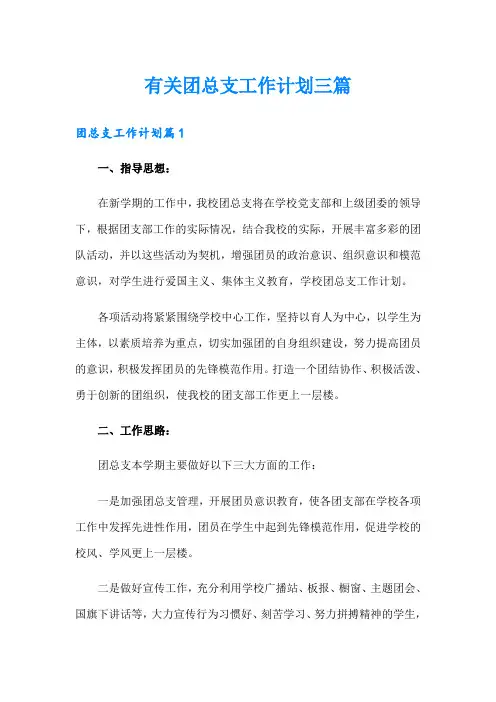 有关团总支工作计划三篇